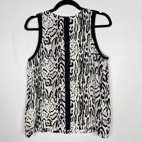 Joie XSmall XS Black White Silk Toki Ocelet Printed Tank Animal Print Grossgrain - Picture 2 of 12